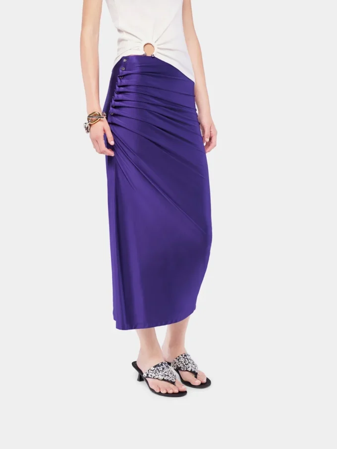 Midi-lång draperad jerseykjol