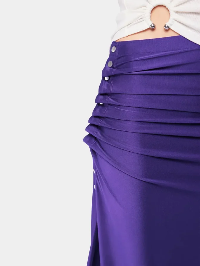 Midi-lång draperad jerseykjol