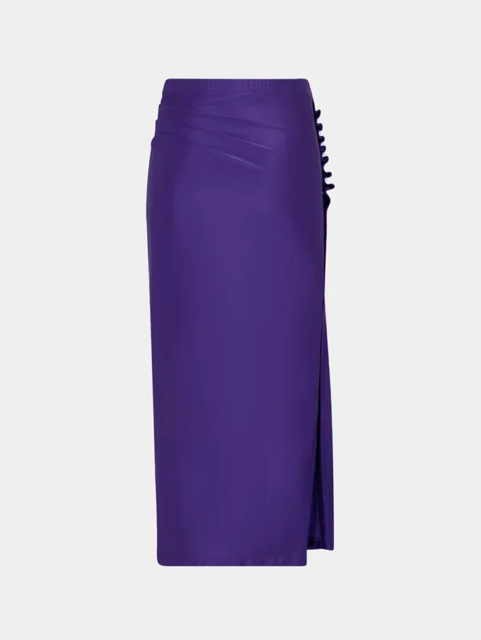 Midi-lång draperad jerseykjol