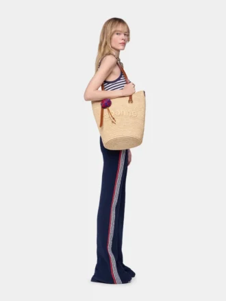 Naturlig raffia-toteväska med berlocker