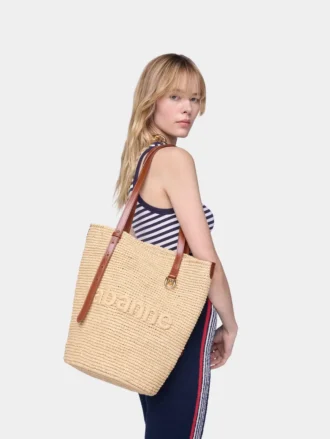 Naturlig raffia-toteväska med berlocker