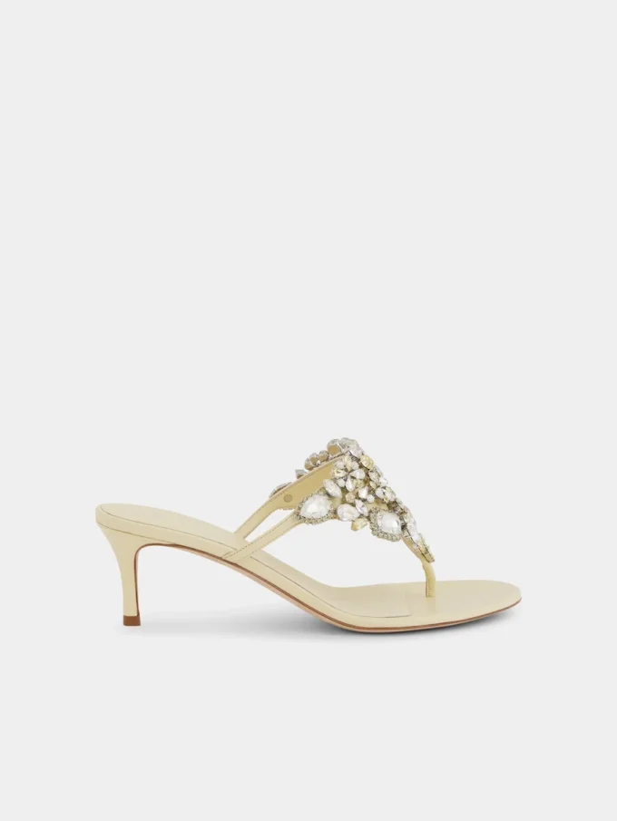 Sandaler med låg klack och strass