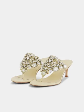 Sandaler med låg klack och strass