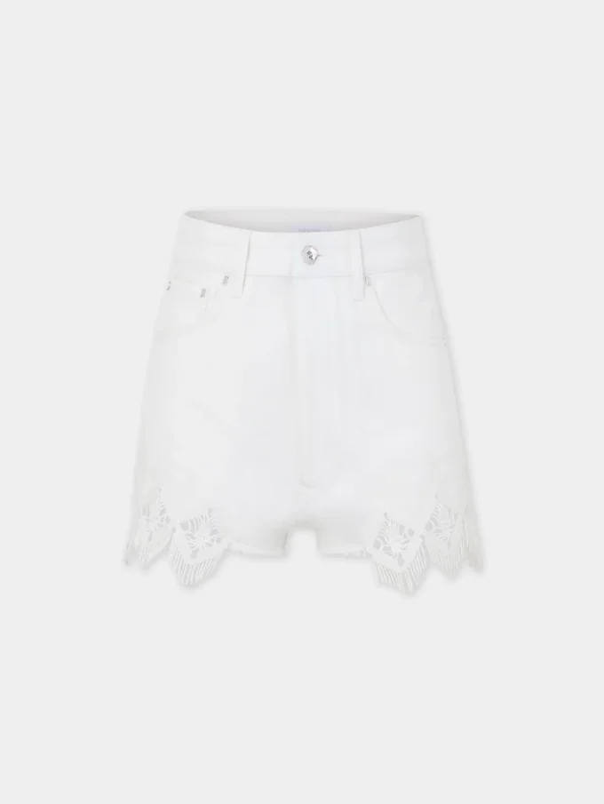 Shorts i denim med broderade detaljer