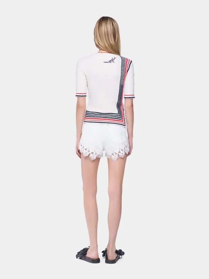 Shorts i denim med broderade detaljer