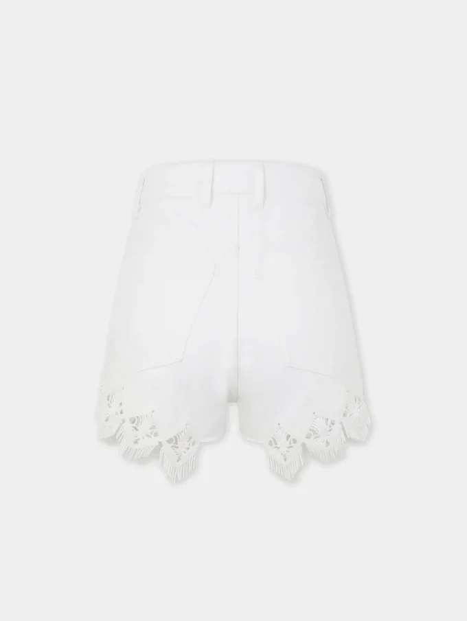 Shorts i denim med broderade detaljer