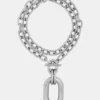 Silverdubbelt XL Link-halsband med hänge