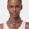 Silverdubbelt XL Link-halsband med hänge