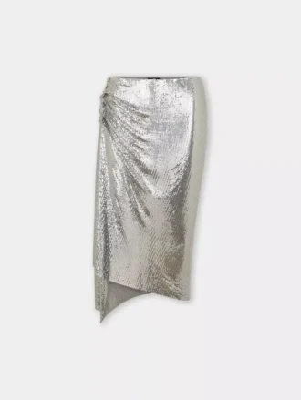 silverfärgad draperad kjol i kedjemail