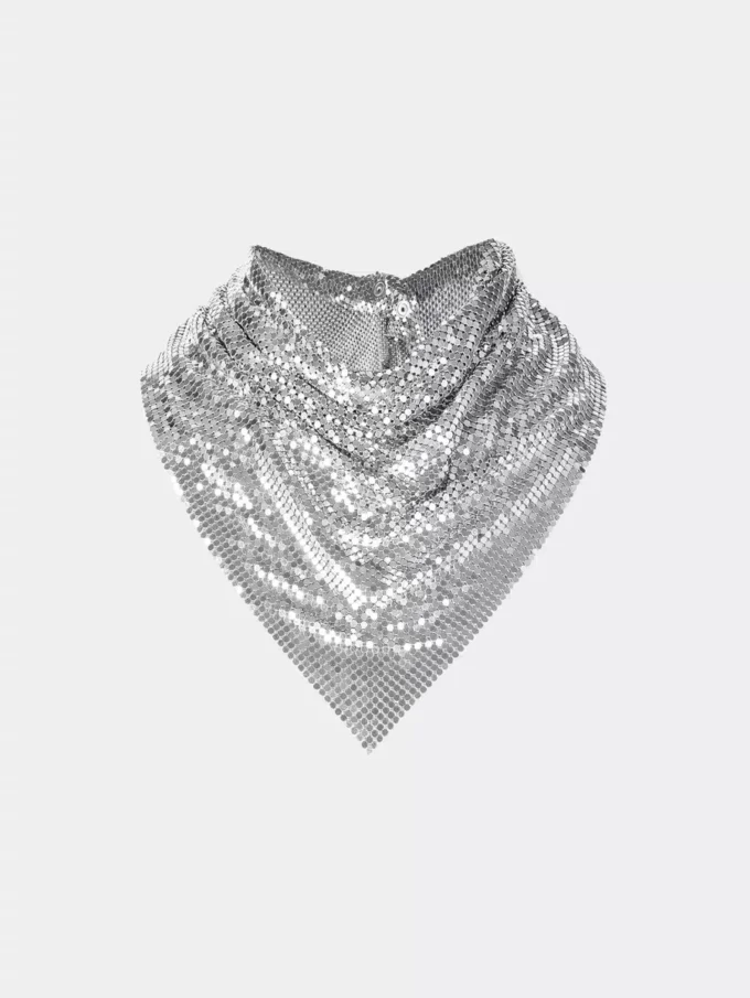 Silverfärgad kedjemail-scarf