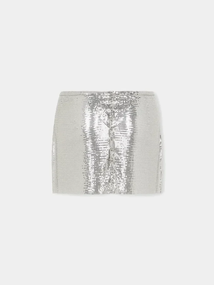 Silverfärgad minikjol i mesh