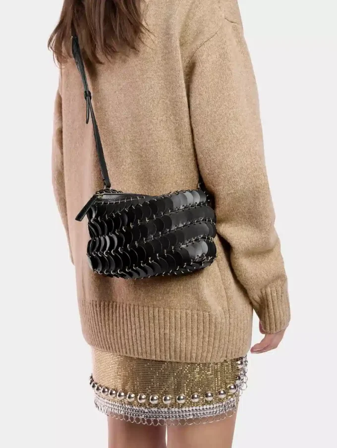Svart Paco crossbody-läderväska