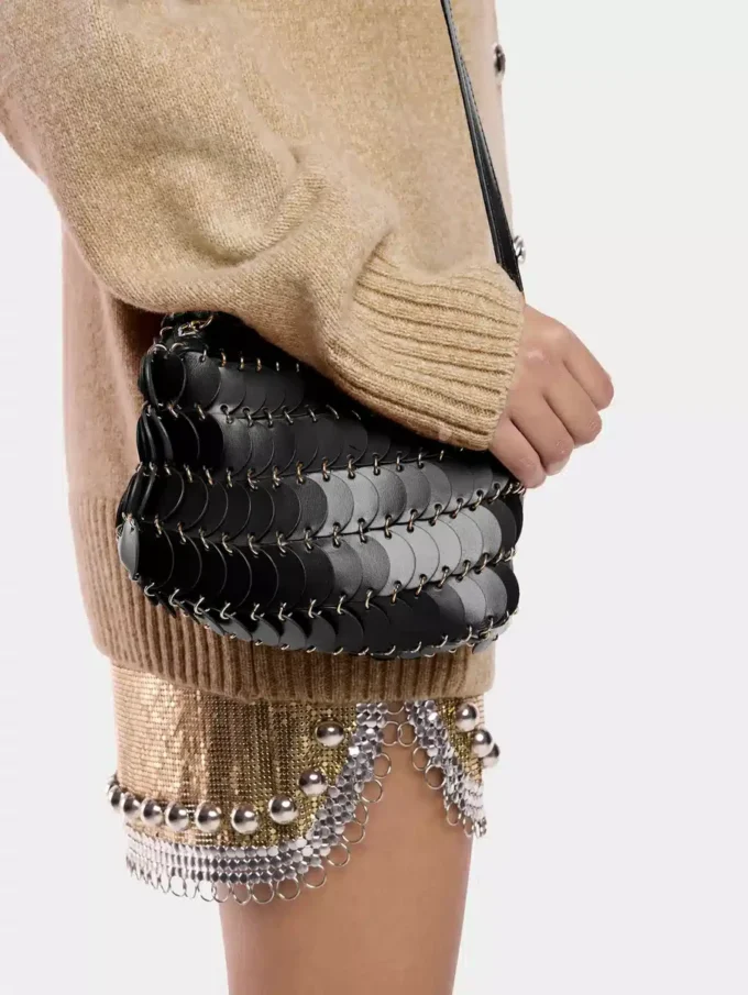 Svart Paco crossbody-läderväska