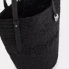Svart raffia-tygväska med logotyp