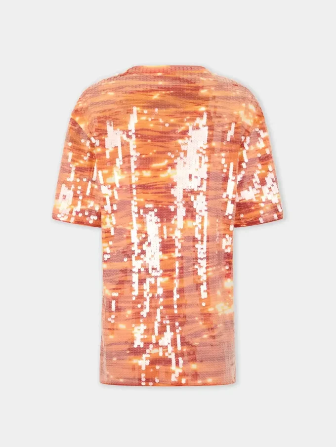 T-shirtminiklänning i bomull och paljetter