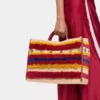 Tote bag i raffia med remmar