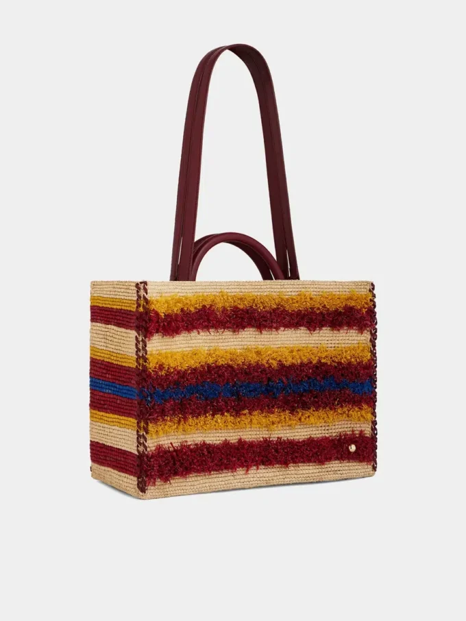 Tote bag i raffia med remmar