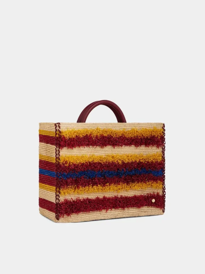 Tote bag i raffia med remmar
