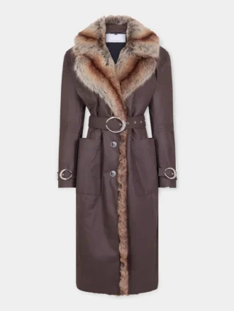 Trenchcoat med fuskpälskant