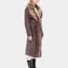 Trenchcoat med fuskpälskant