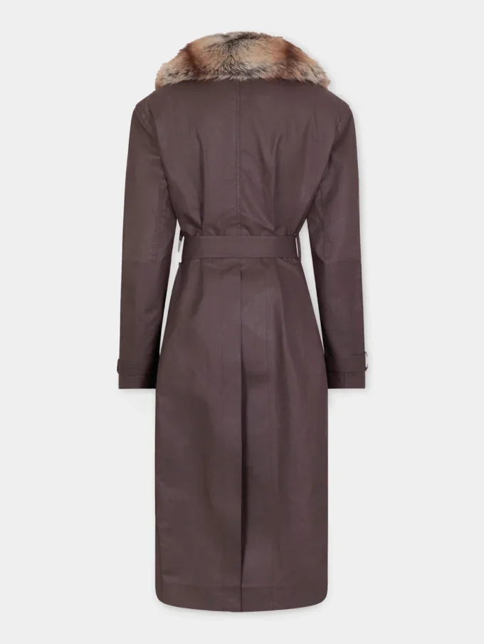 Trenchcoat med fuskpälskant
