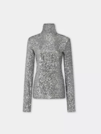Turtleneck-top i paljetter