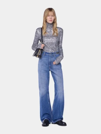 Turtleneck-top i paljetter