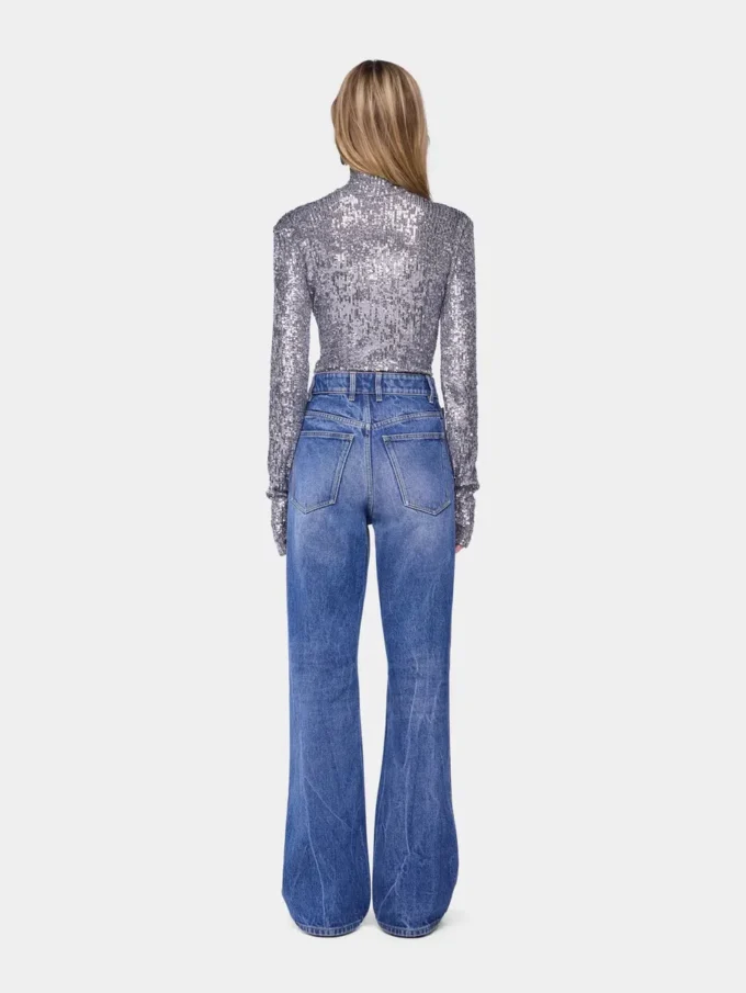 Turtleneck-top i paljetter