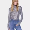 Turtleneck-top i paljetter