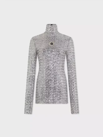 Turtleneck-top med paljetter