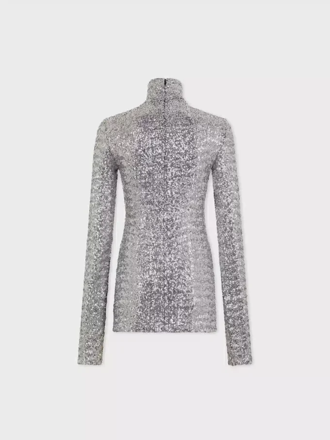 Turtleneck-top med paljetter