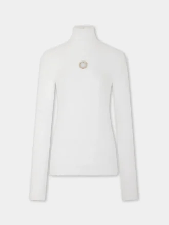 Turtleneck-tröja i borstad stickning