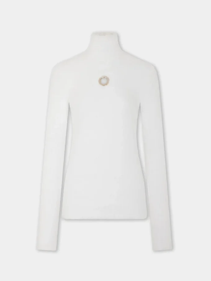 Turtleneck-tröja i borstad stickning