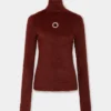 Turtleneck-tröja i borstad stickning
