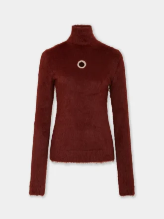 Turtleneck-tröja i borstad stickning