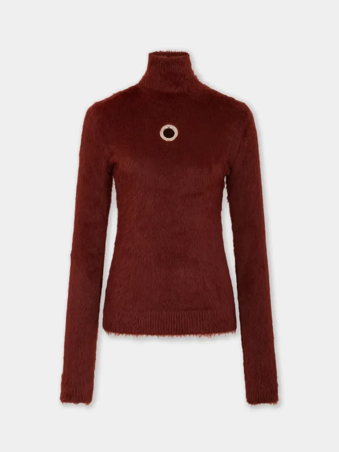Turtleneck-tröja i borstad stickning