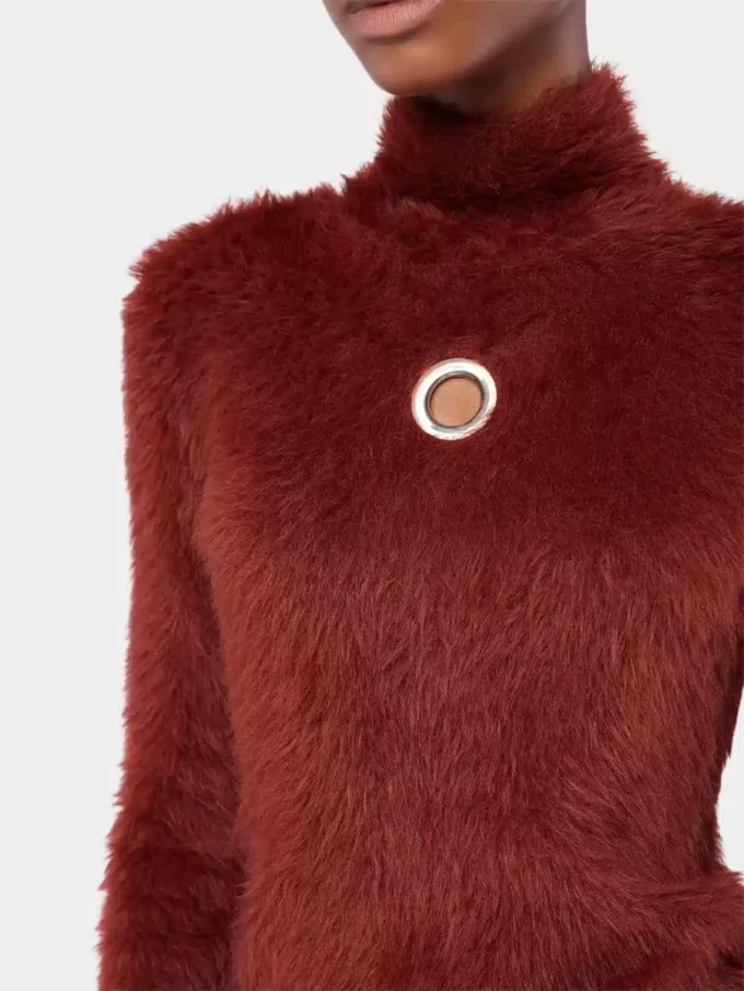 Turtleneck-tröja i borstad stickning