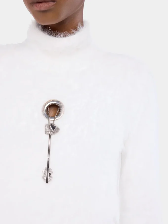 Turtleneck-tröja i borstad stickning