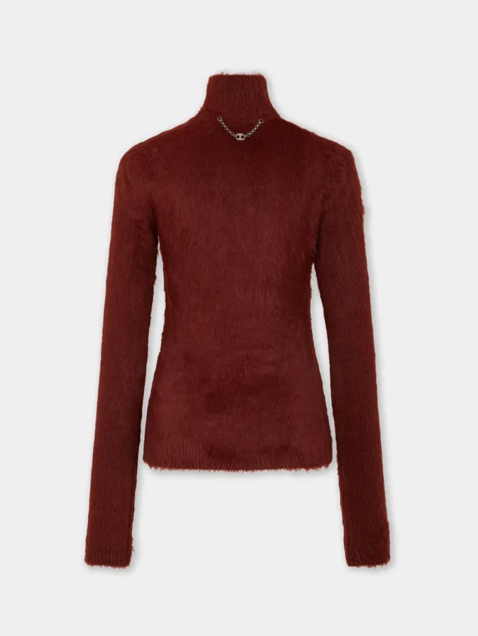 Turtleneck-tröja i borstad stickning