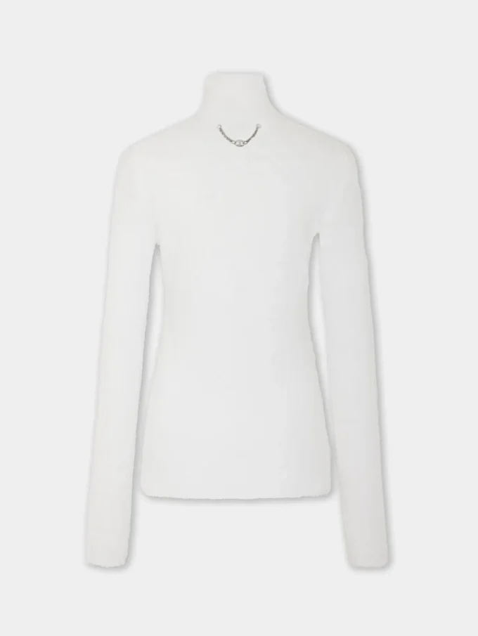Turtleneck-tröja i borstad stickning