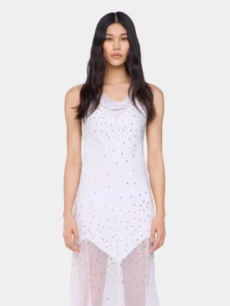 vit lng klnning utan rmar i muslin och satin 2 330x439 - Vit l&aring;ng kl&auml;nning utan &auml;rmar i muslin och satin